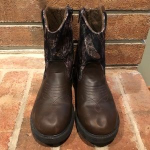 Camo and Leather Zip up boots